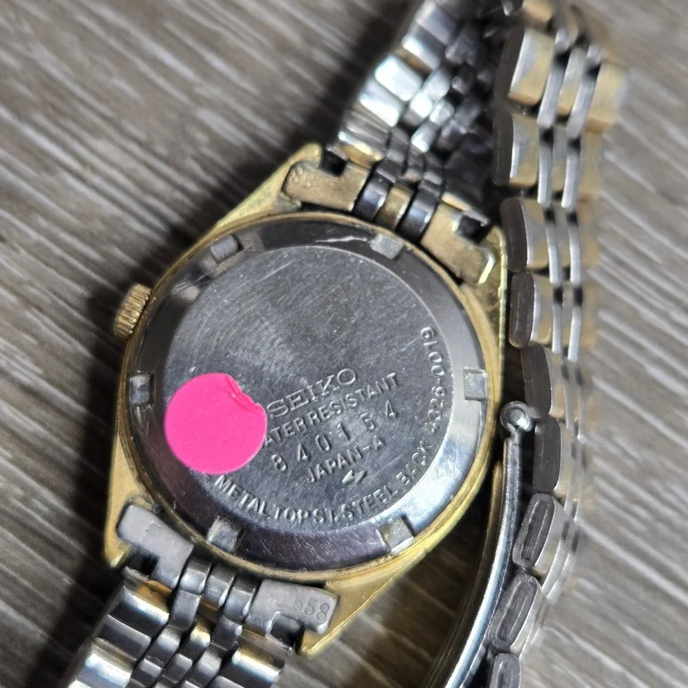 SEIKO SQ Quartz Womens Watch Two Tone Day 1978 Japan 4326-010LR Thick Repair